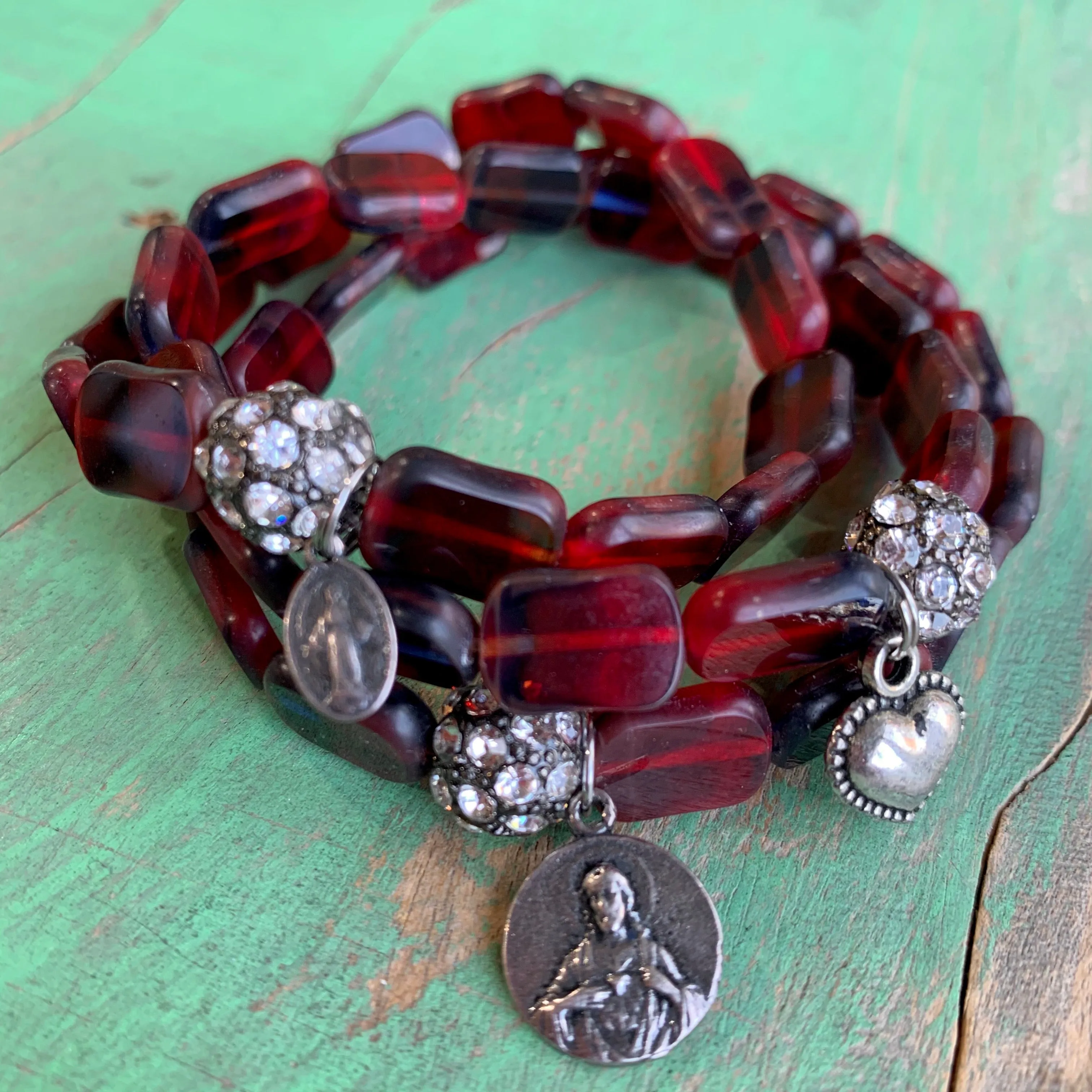 Red Chiclet Bracelets