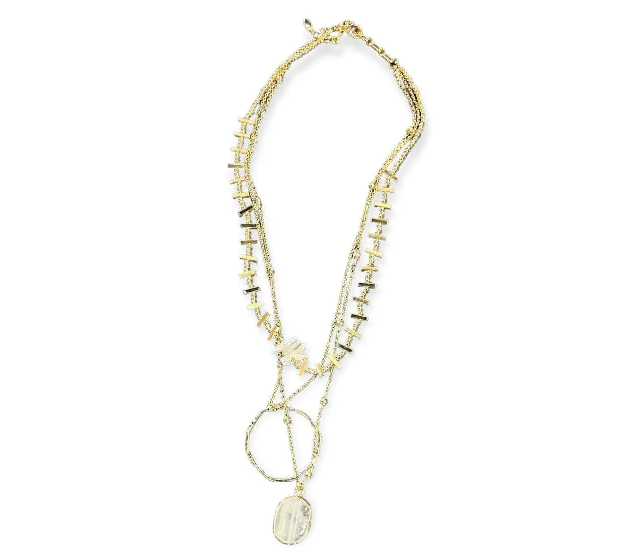 ROCK CRYSTAL SHINY GOLD NECKLACE