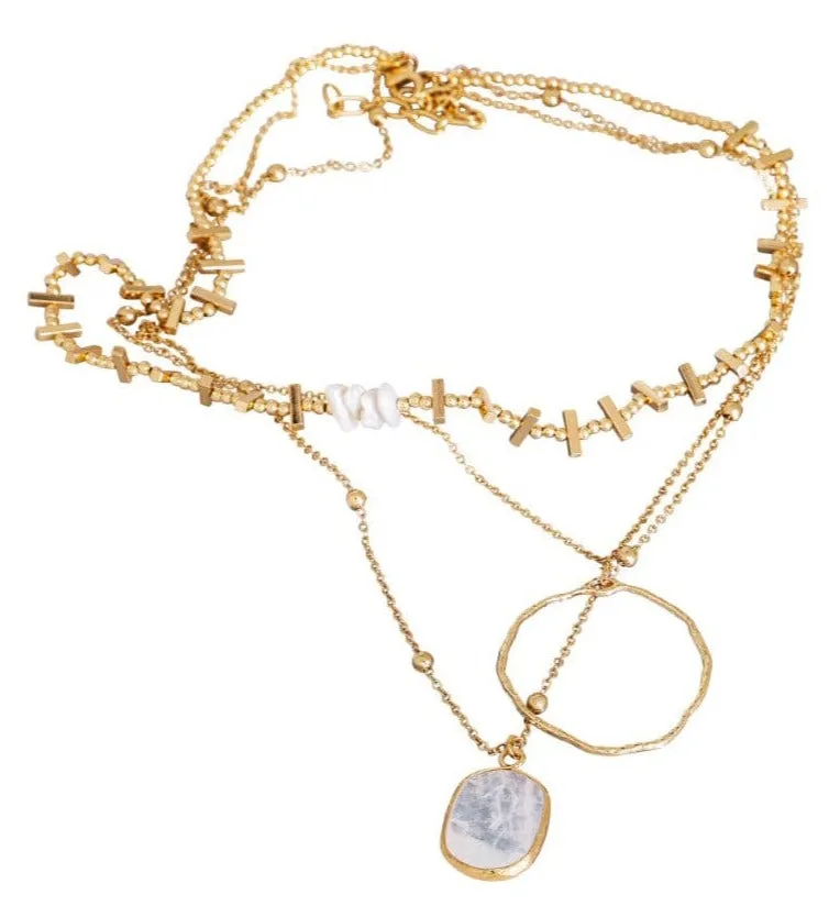 ROCK CRYSTAL SHINY GOLD NECKLACE