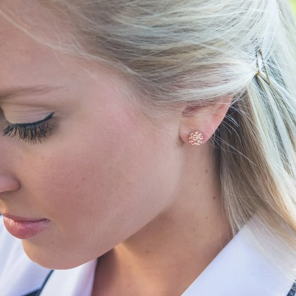 Rose Gold Golf Ball Earrings