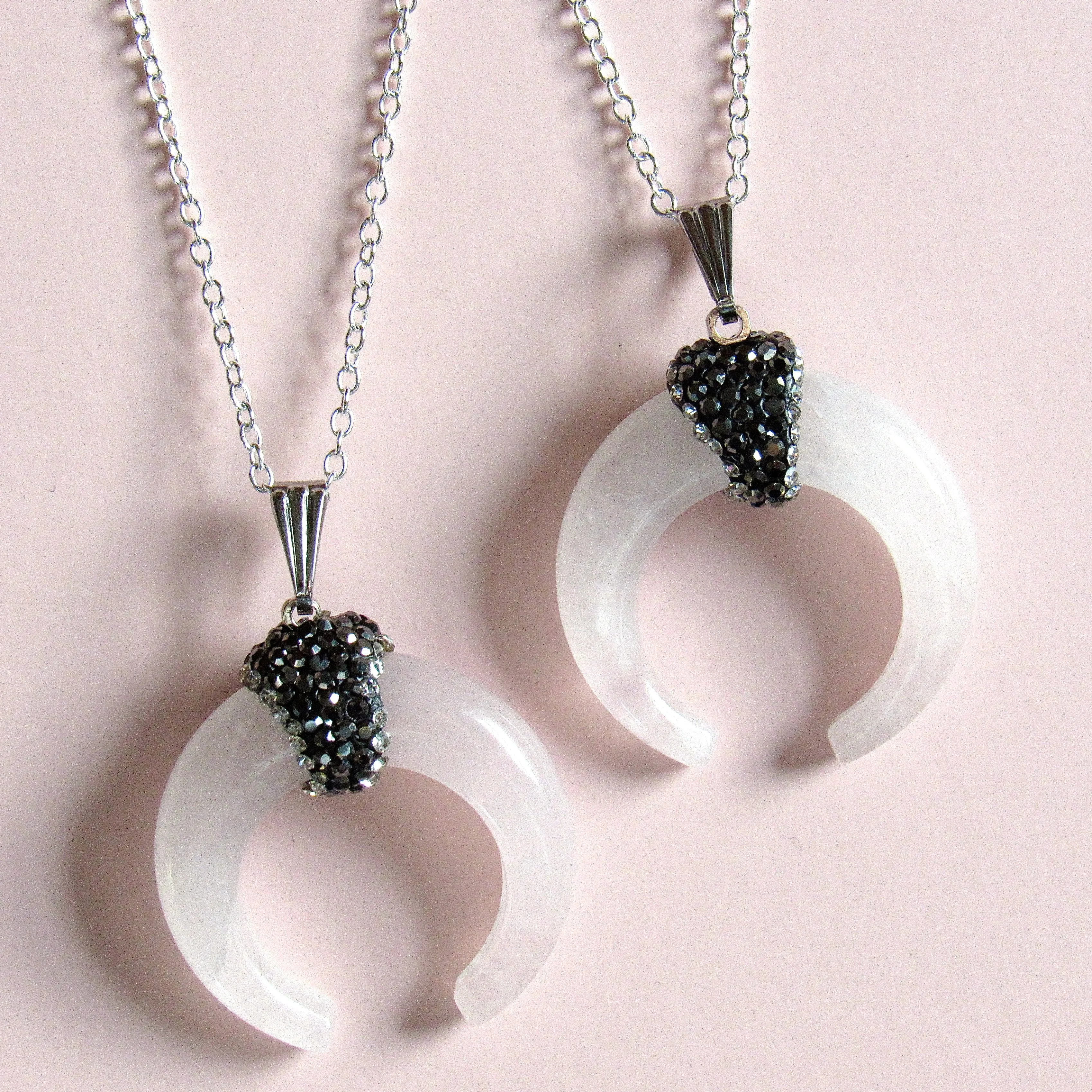 Rose Quartz Crescent Moon Necklaces