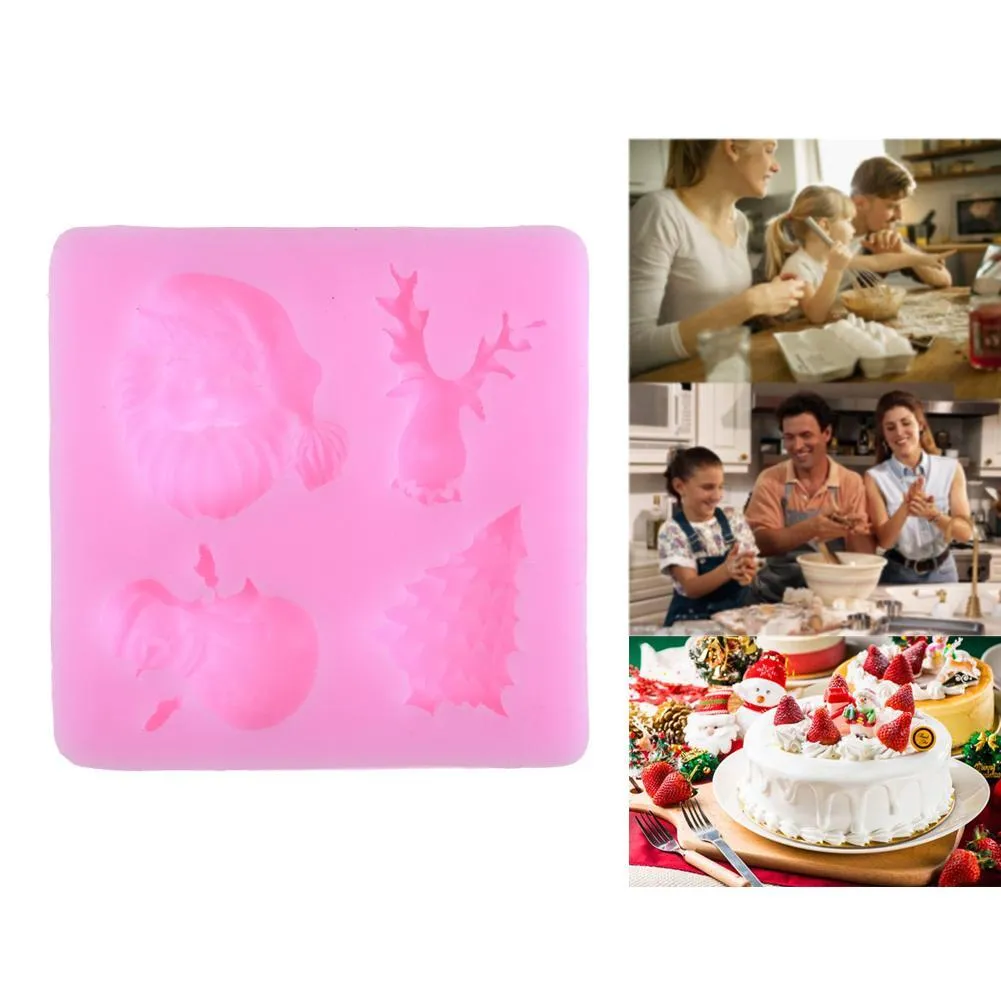 Santa Claus Christmas Tree Silicone Mold Cake Chocolate Mould Bake Tool