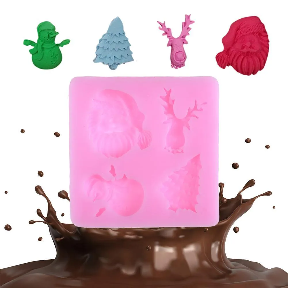 Santa Claus Christmas Tree Silicone Mold Cake Chocolate Mould Bake Tool