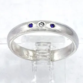 Sapphires & Diamond Trio Ring (size 9 1/2)