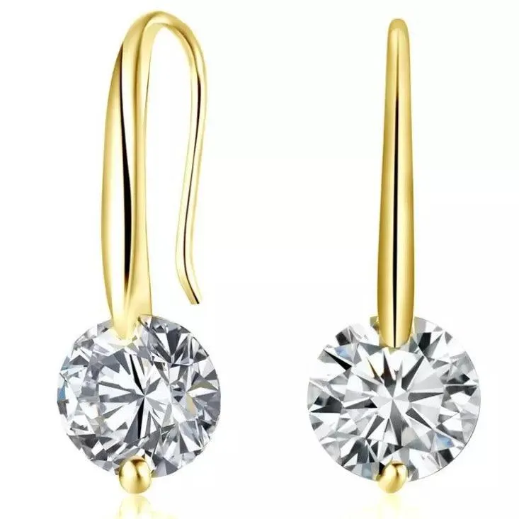 Silver Crystal Dangle Earrings with 1.5 Carat Cubic Zirconia Stone