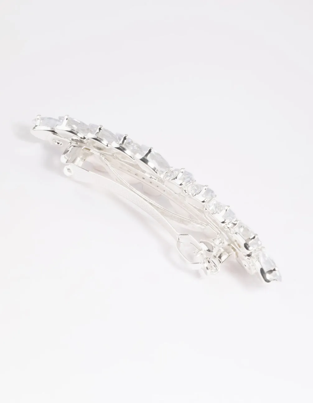 Silver Diamante Navette Barette Clip