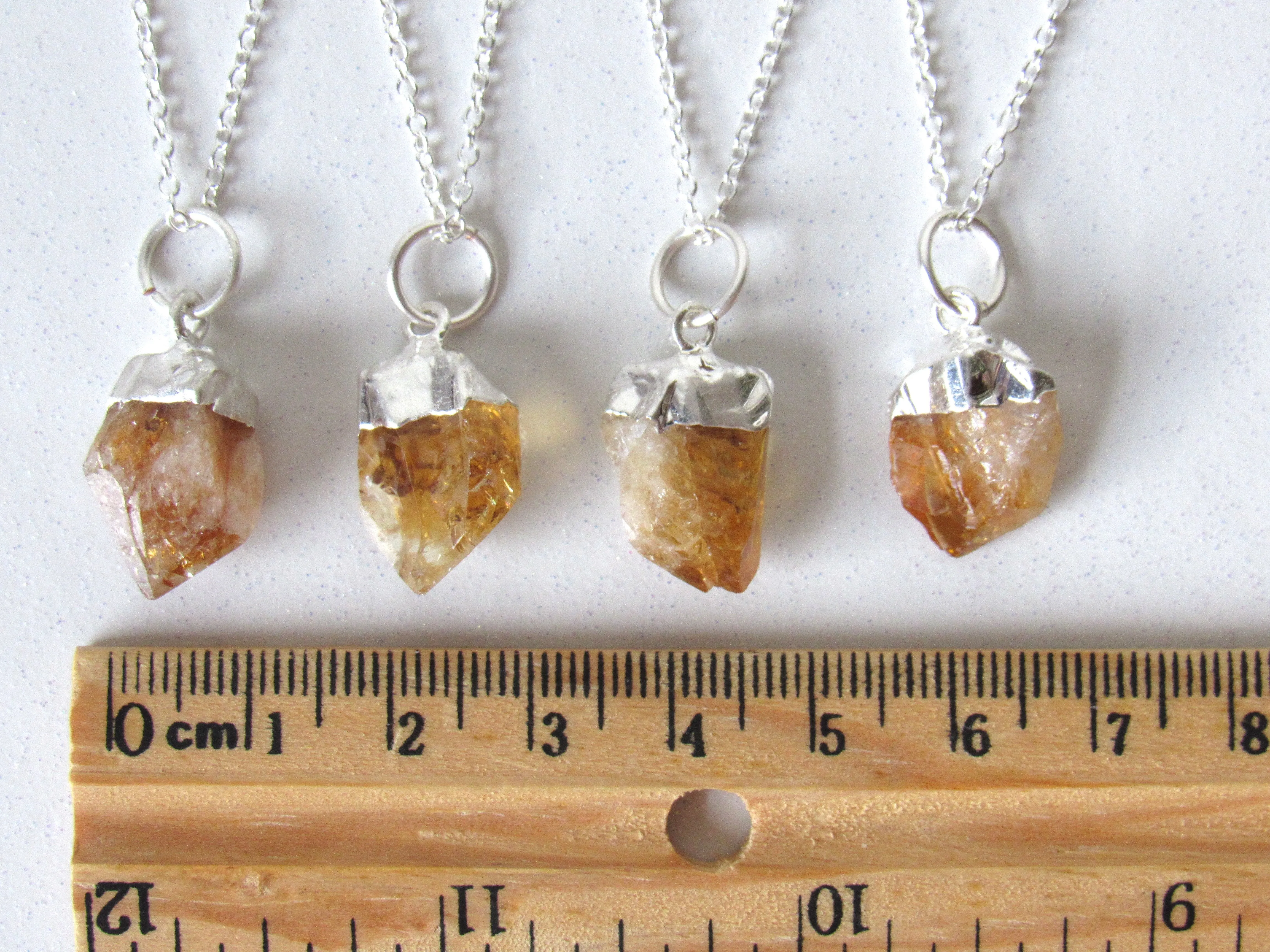 Silver Dipped Citrine Point Necklaces