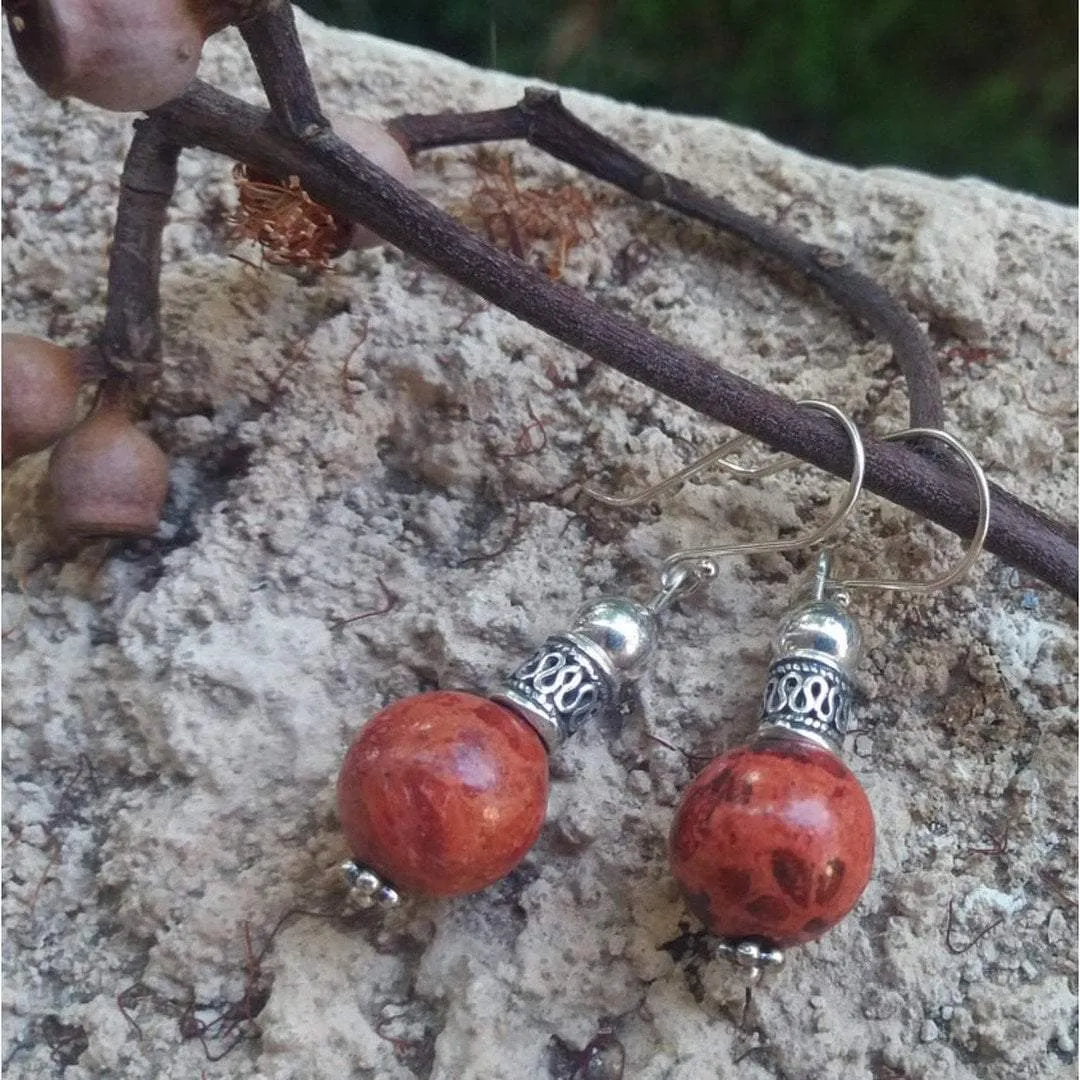 Silver earrings / earrings for woman Filigree Earrings / Coral Turquoise Eilat