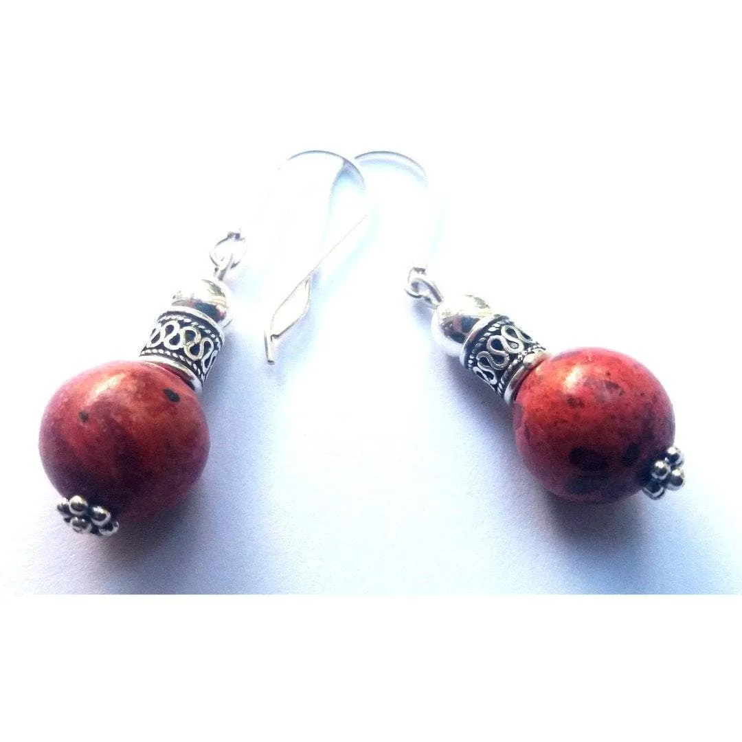 Silver earrings / earrings for woman Filigree Earrings / Coral Turquoise Eilat