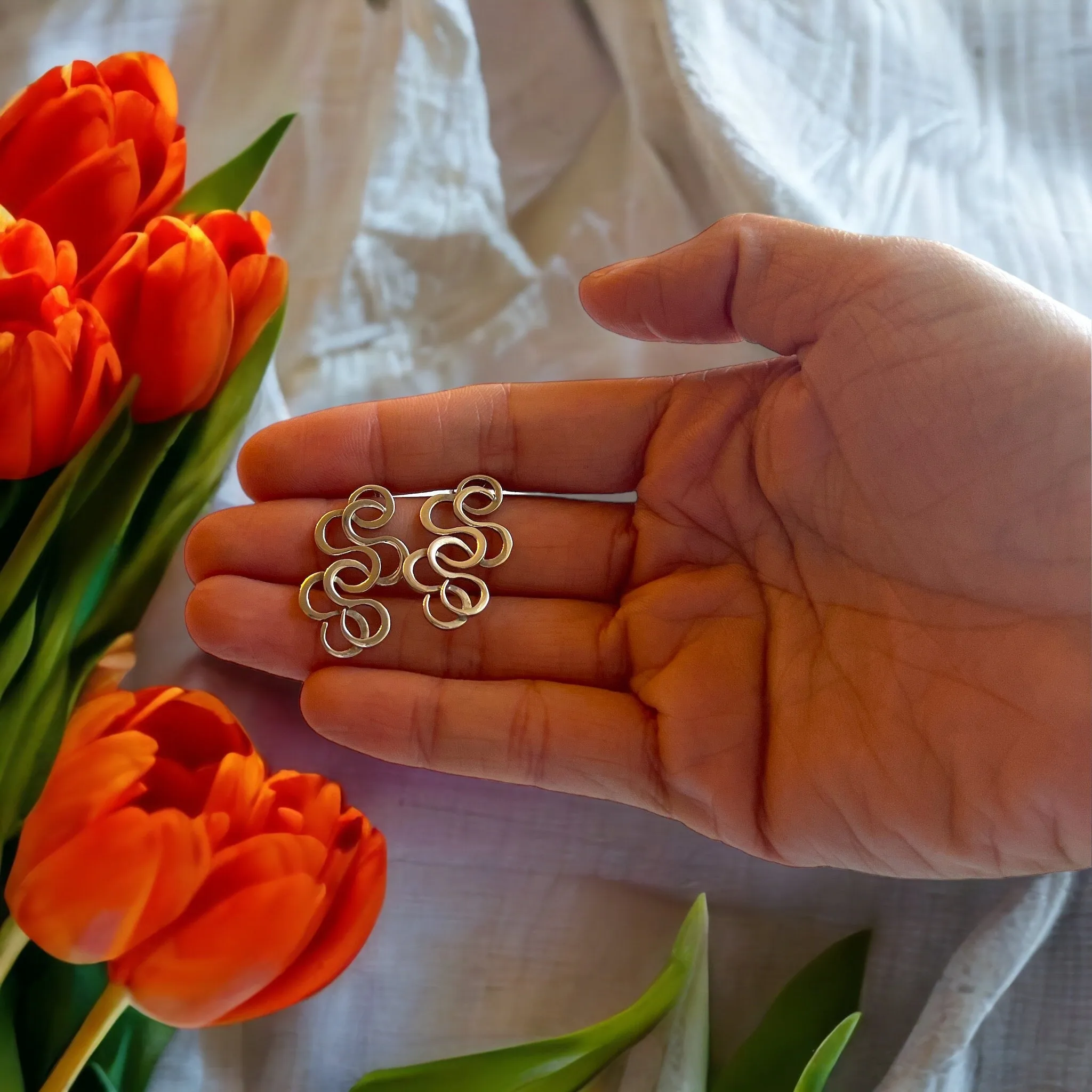 Silver Foam Earrings