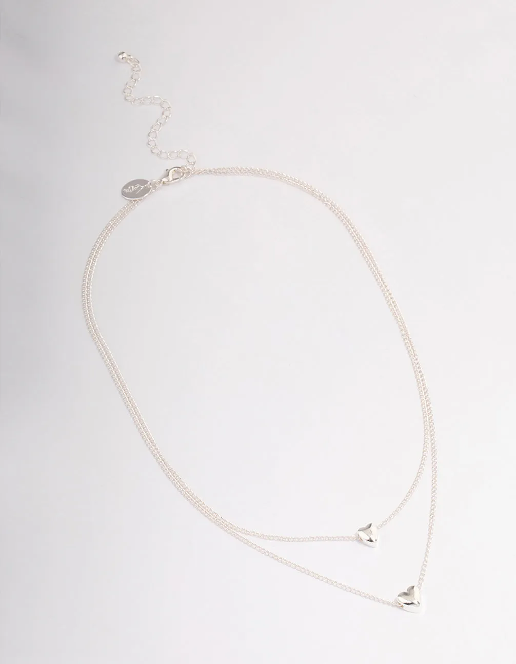 Silver Heart Double Row Necklace