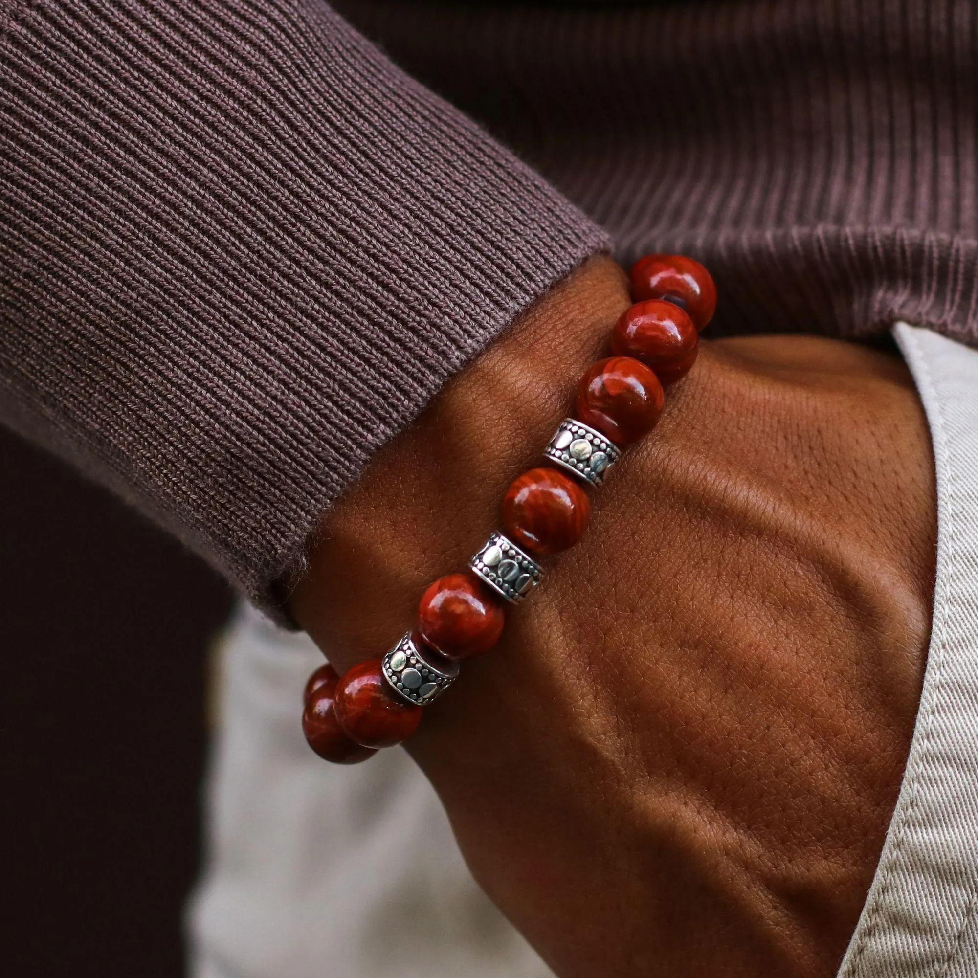 Silver Spacer Root Chakra Bracelet