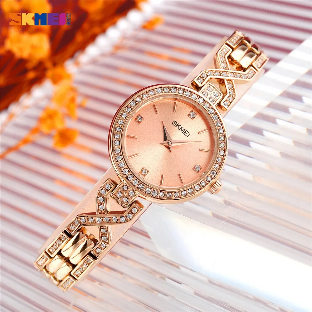 SKMEI 1738 Branded Watches for Women IP67 Inlaid w/ Rhinestone