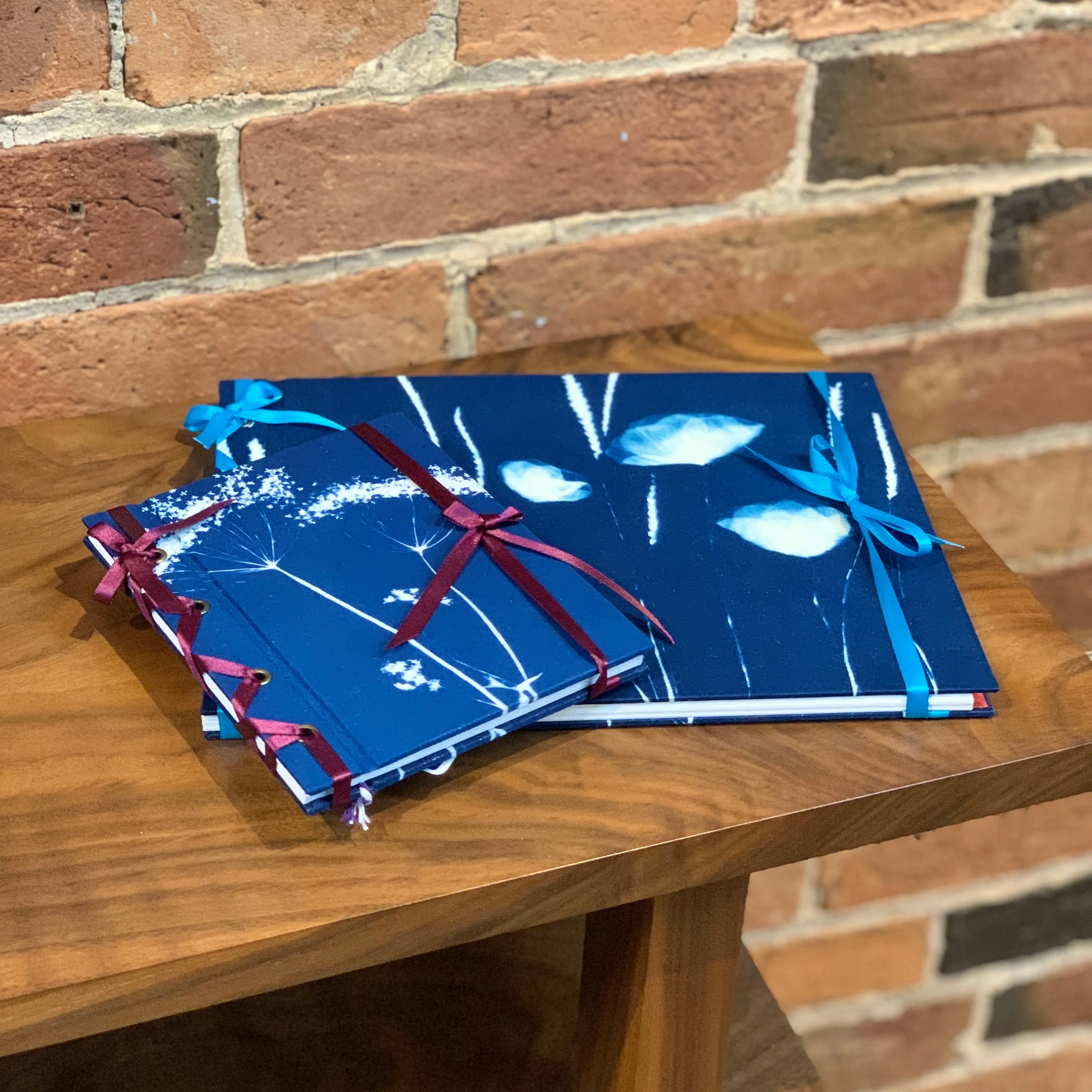 Small Cyanotype notebook with ribbon - Portrait A6