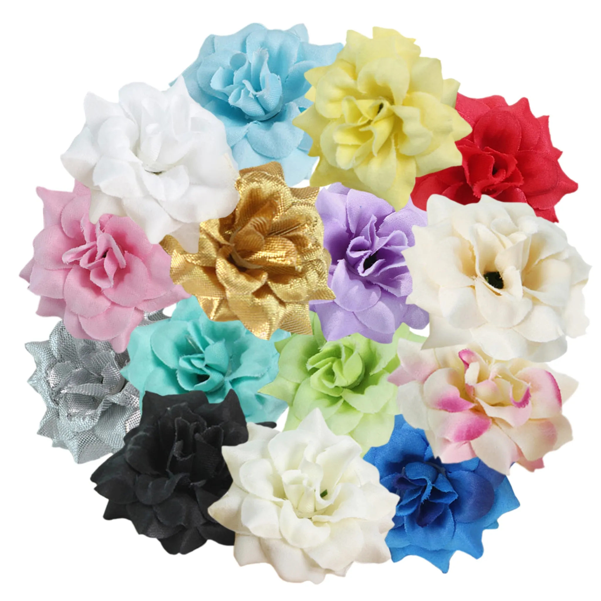 Small Silk Roses Flowers in Bulk Flocking Flowers 100 pcs for Hairpins Crafts