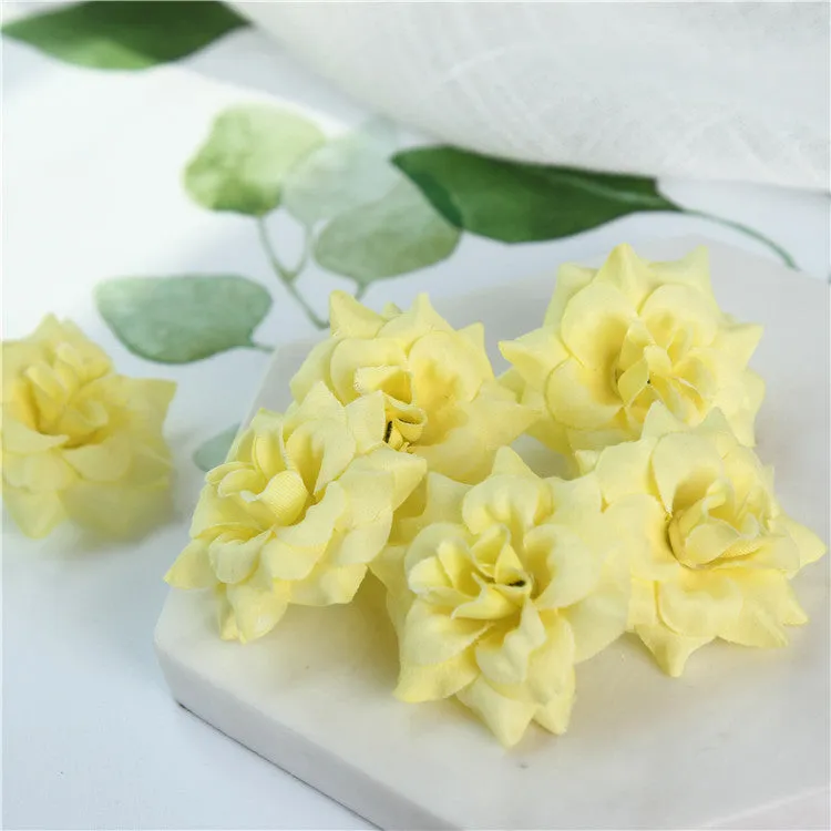 Small Silk Roses Flowers in Bulk Flocking Flowers 100 pcs for Hairpins Crafts