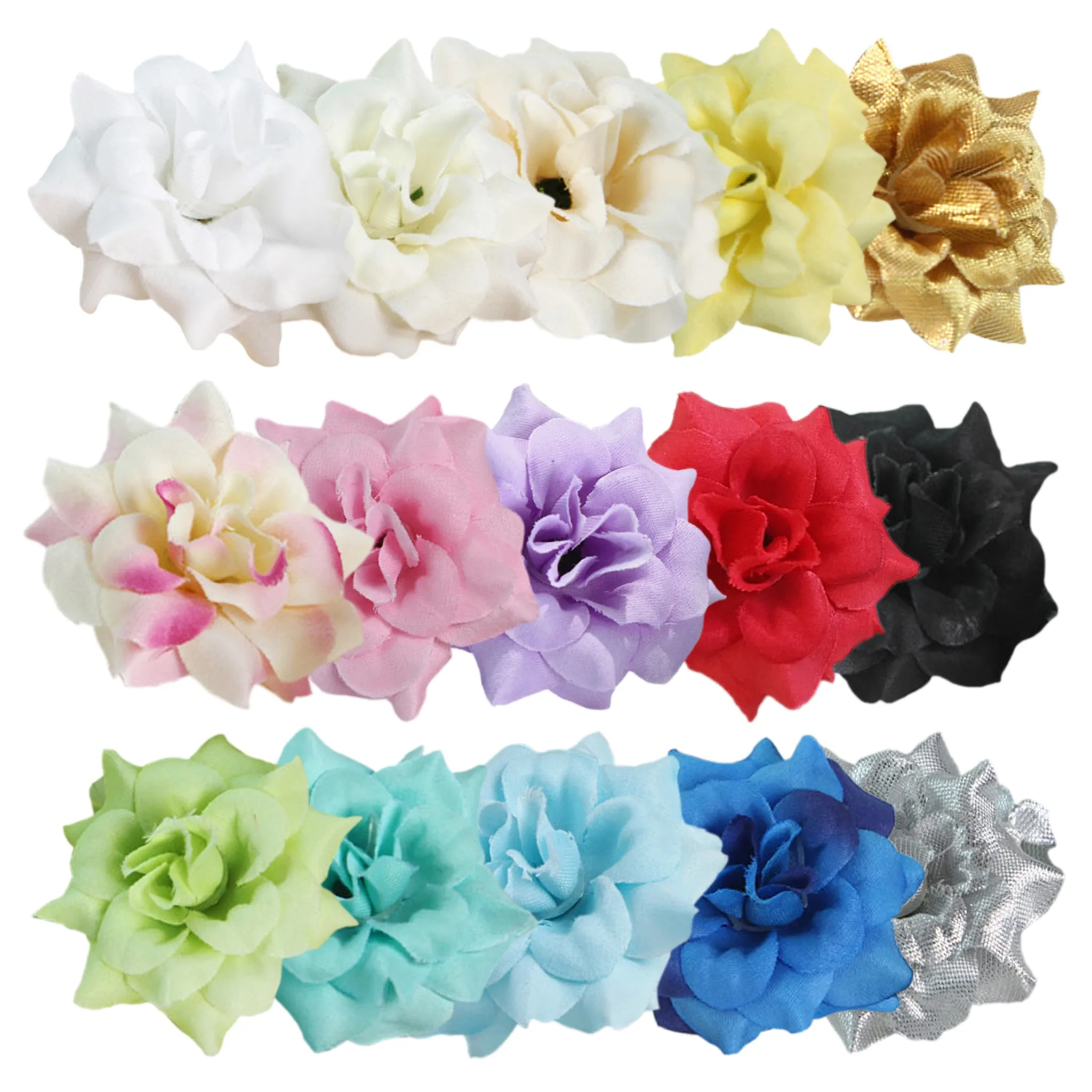 Small Silk Roses Flowers in Bulk Flocking Flowers 100 pcs for Hairpins Crafts