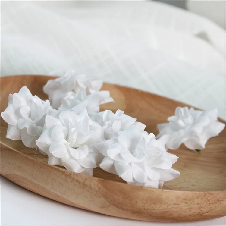 Small Silk Roses Flowers in Bulk Flocking Flowers 100 pcs for Hairpins Crafts