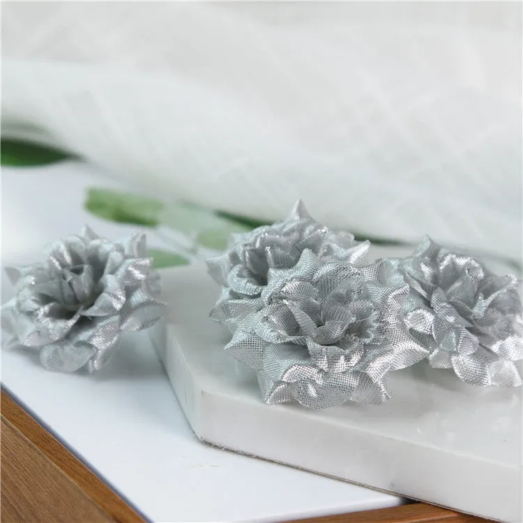 Small Silk Roses Flowers in Bulk Flocking Flowers 100 pcs for Hairpins Crafts