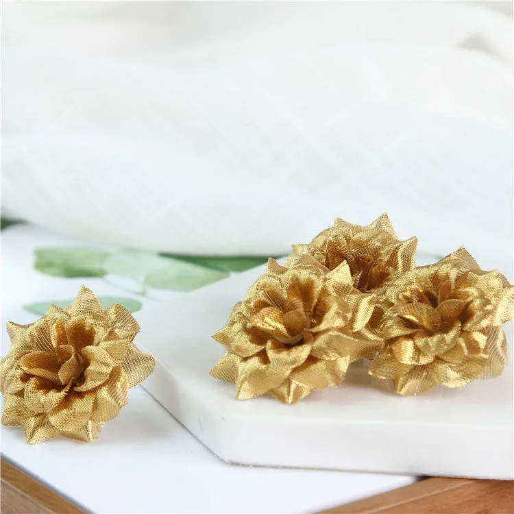 Small Silk Roses Flowers in Bulk Flocking Flowers 100 pcs for Hairpins Crafts