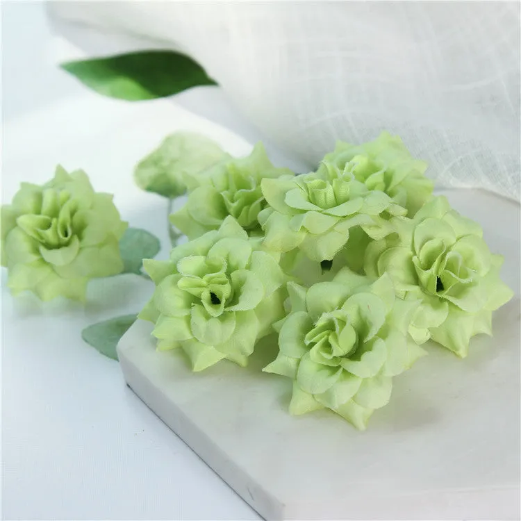 Small Silk Roses Flowers in Bulk Flocking Flowers 100 pcs for Hairpins Crafts