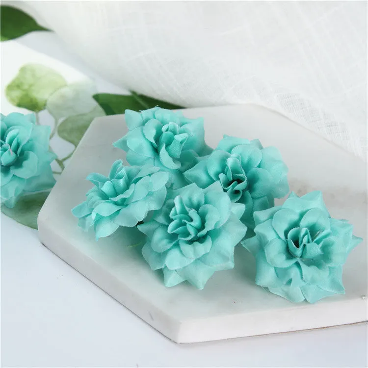 Small Silk Roses Flowers in Bulk Flocking Flowers 100 pcs for Hairpins Crafts