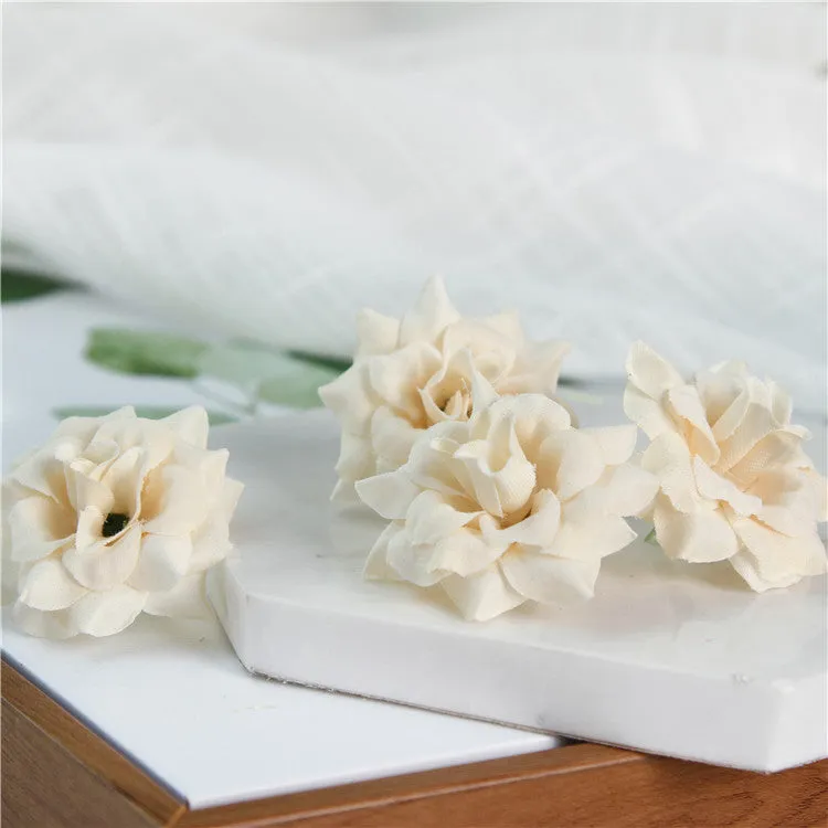 Small Silk Roses Flowers in Bulk Flocking Flowers 100 pcs for Hairpins Crafts