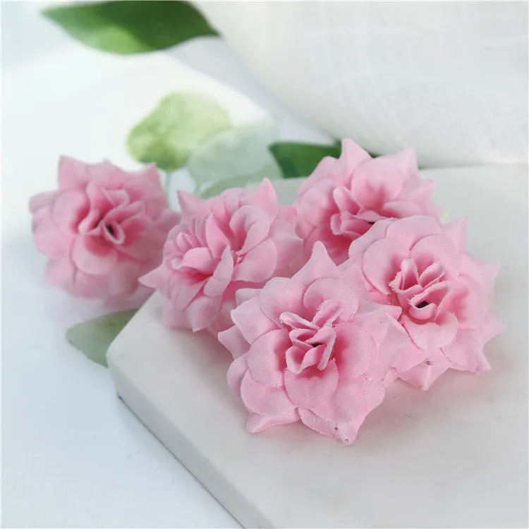 Small Silk Roses Flowers in Bulk Flocking Flowers 100 pcs for Hairpins Crafts