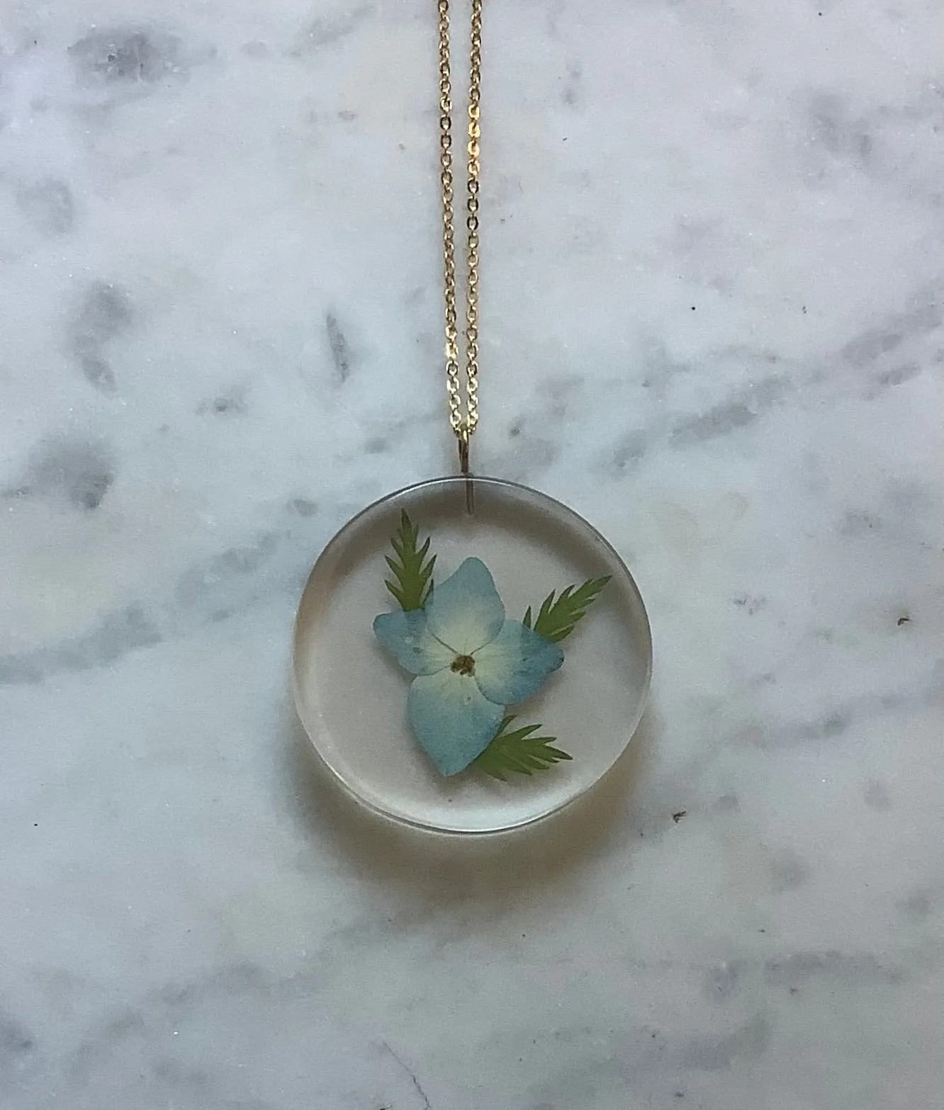 SOLD OUT. Hydrangea/Fern Necklace