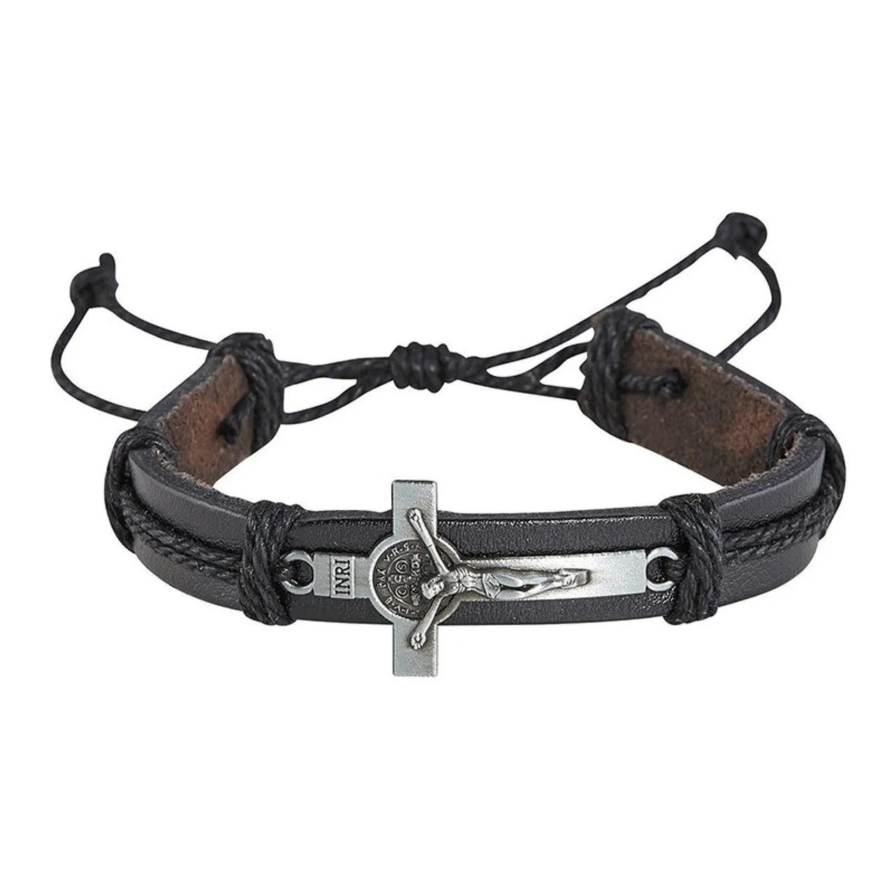 St. Benedict Crucifix Leather Bracelet