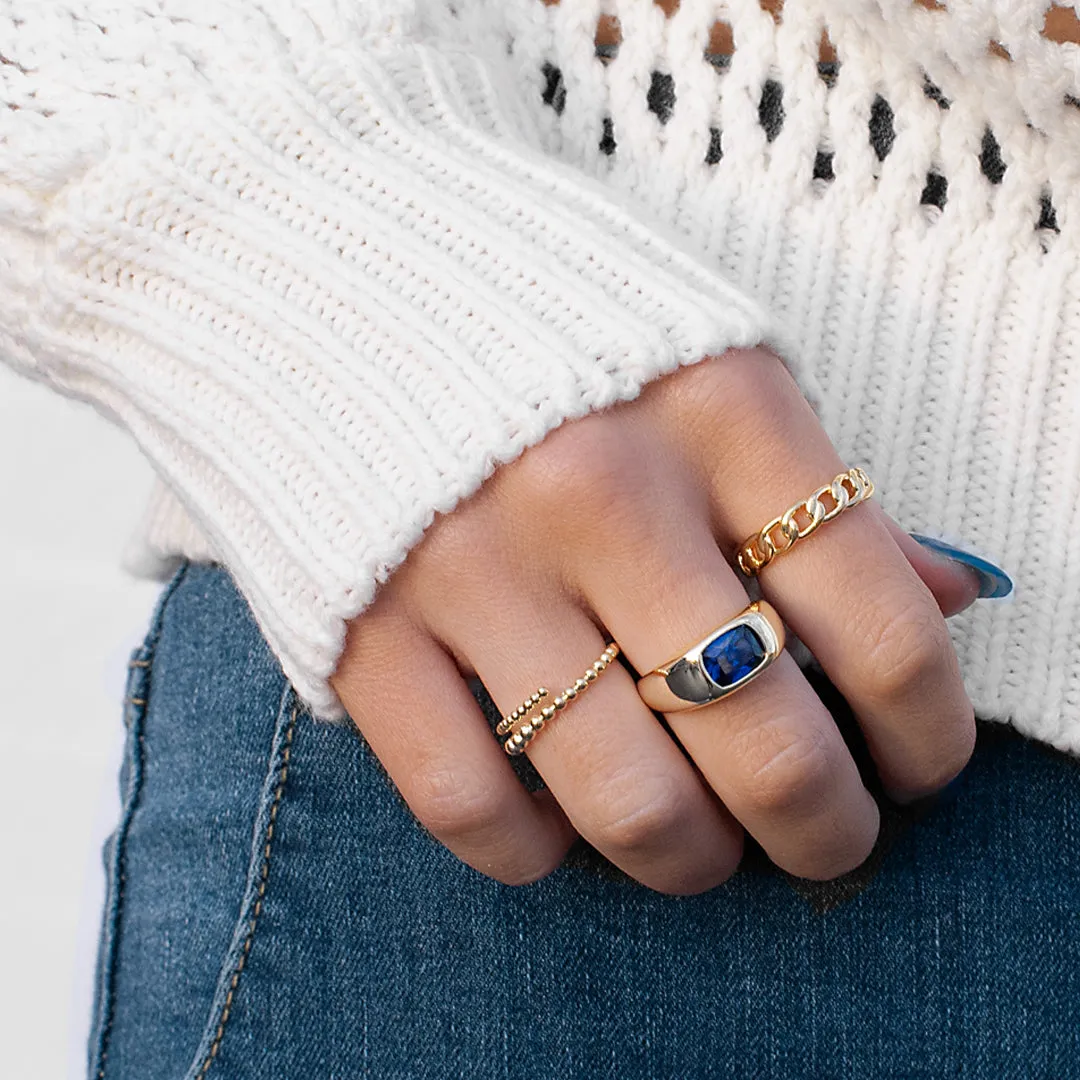 sterling signet ring with crystal stone