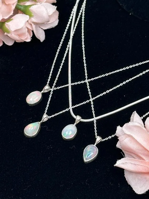 Sterling Silver Opal Necklaces