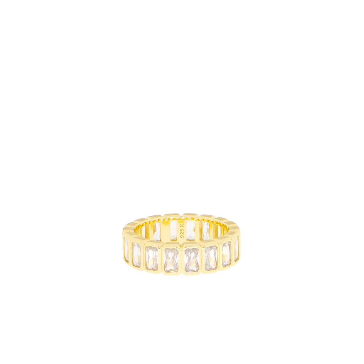 sterling silver/gold plated two tone baguette ring