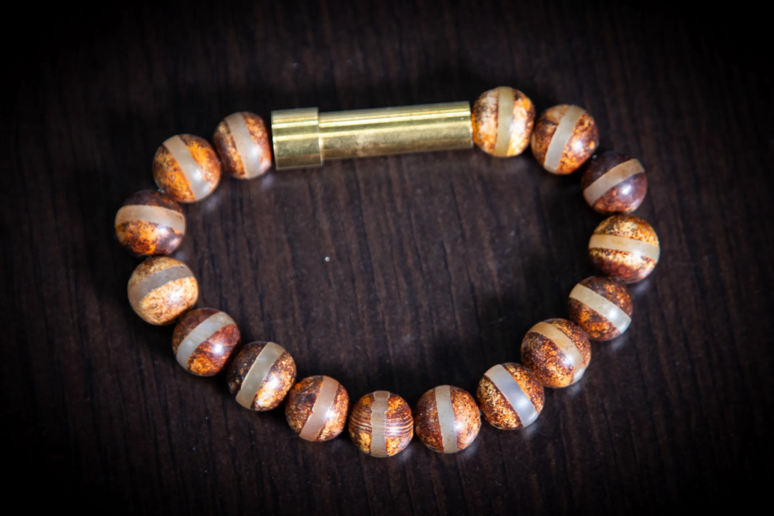 Tibetan Agate Bead Bracelet for Hair Fur or Ash - Clear