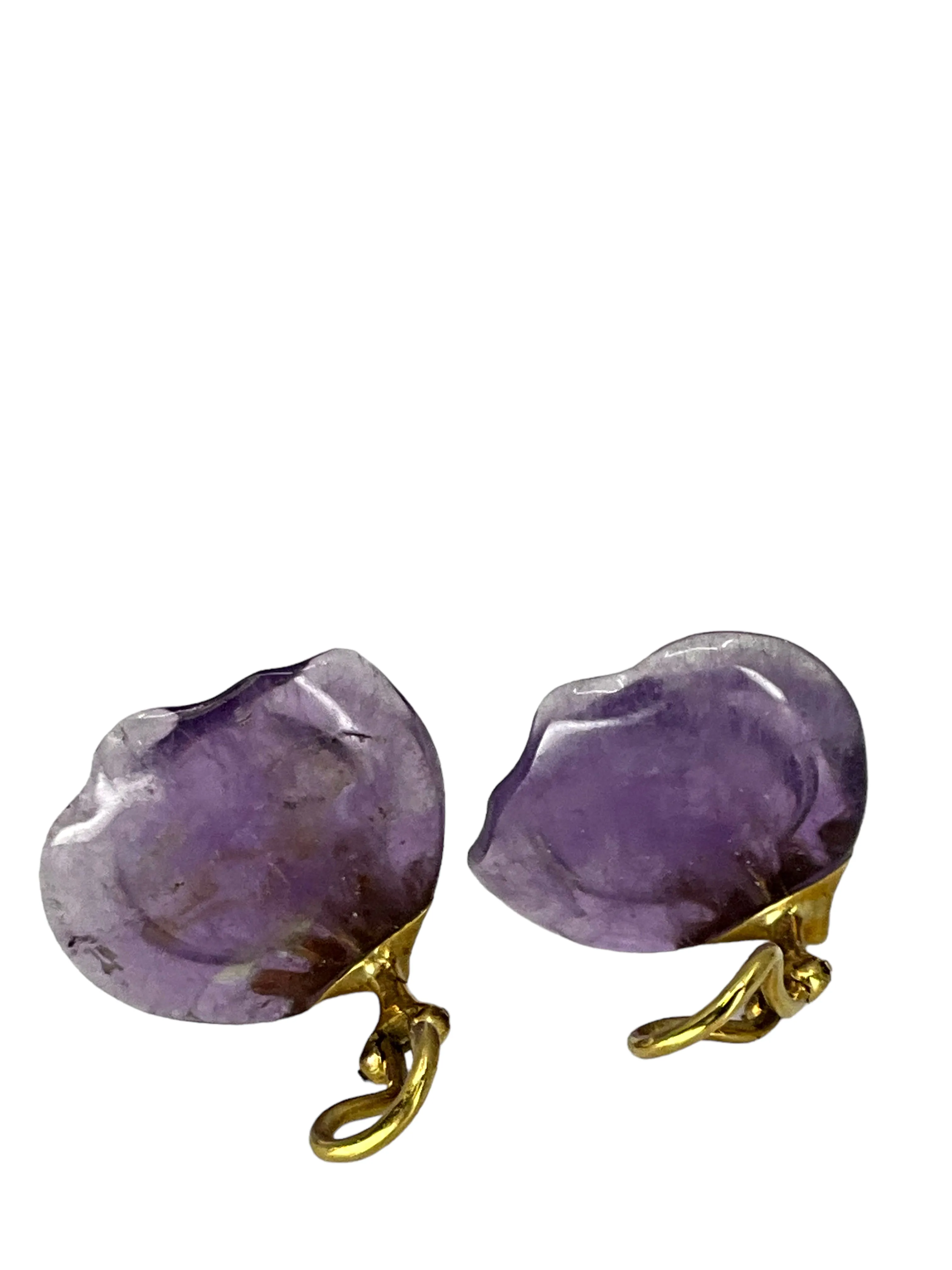 Tiffany & Co. Angela Cummings 18K Yellow Gold Purple Amethyst Petals Earrings