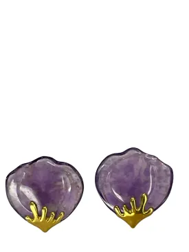 Tiffany & Co. Angela Cummings 18K Yellow Gold Purple Amethyst Petals Earrings