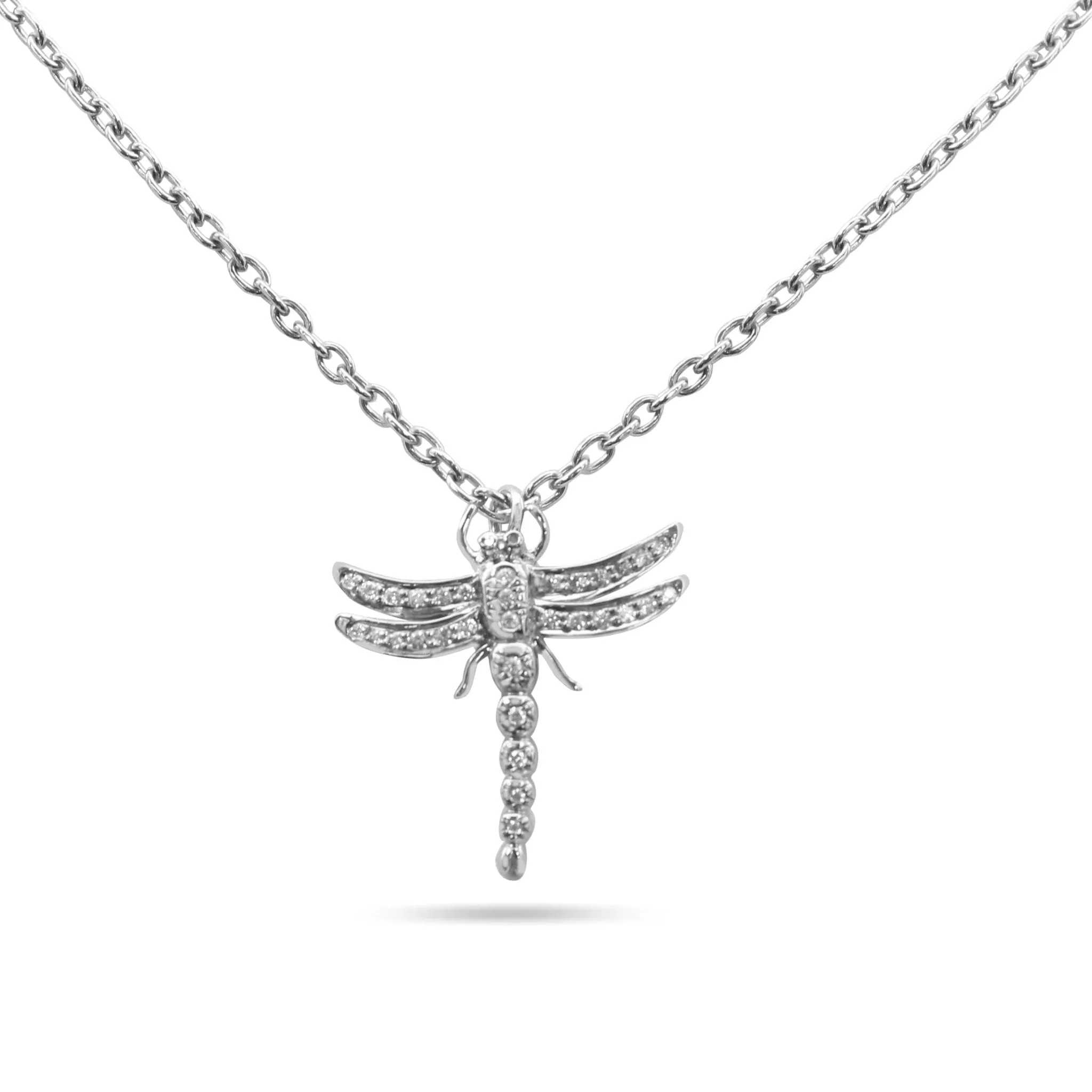 Tiffany & Co Diamond Dragonfly Pendant On A 16" Necklace