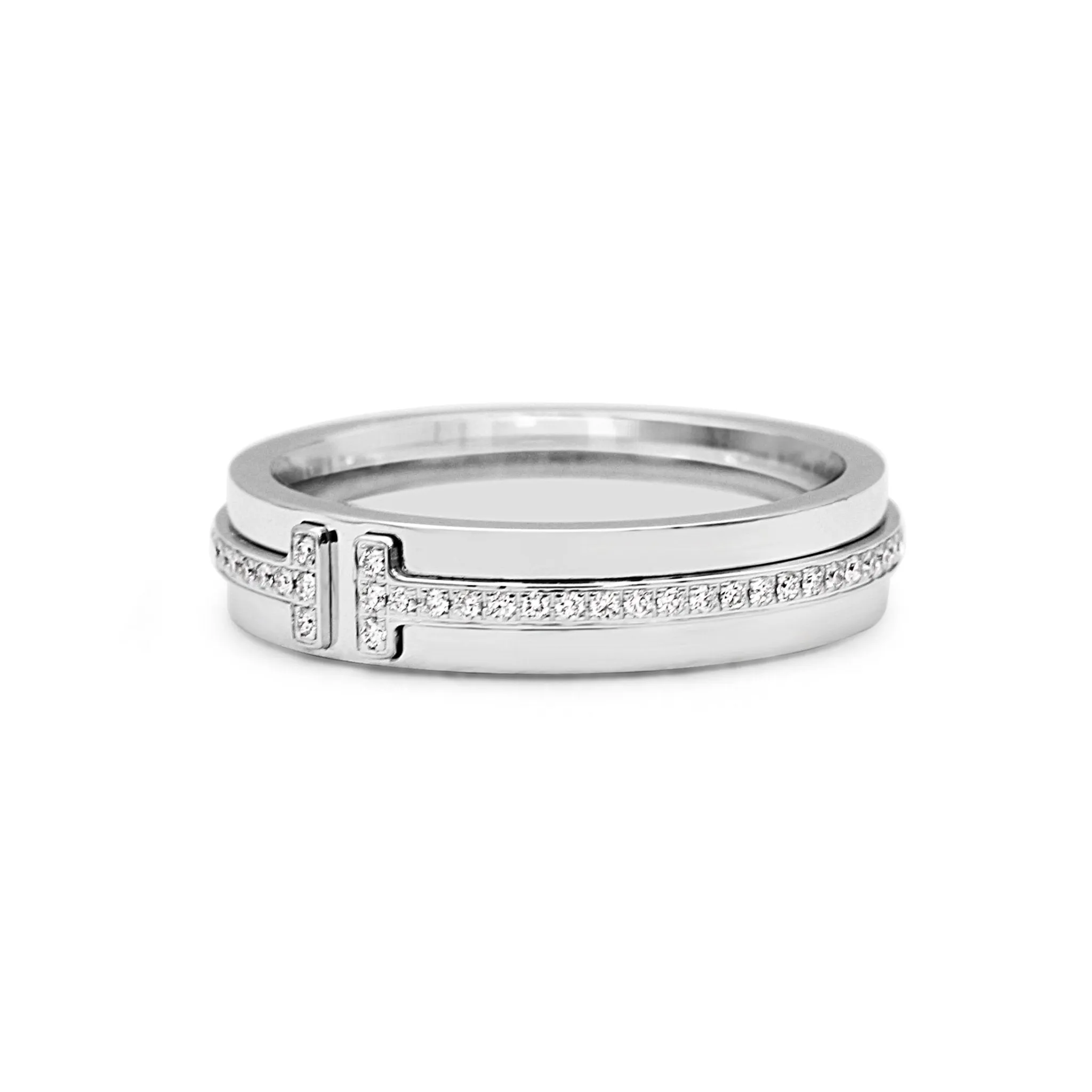 Tiffany & Co T Diamond Band Ring - 18ct White Gold