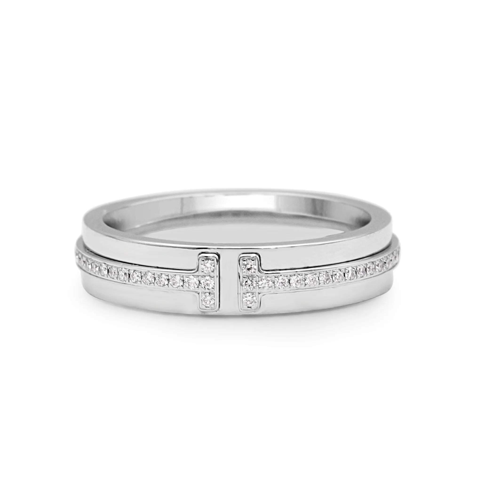 Tiffany & Co T Diamond Band Ring - 18ct White Gold