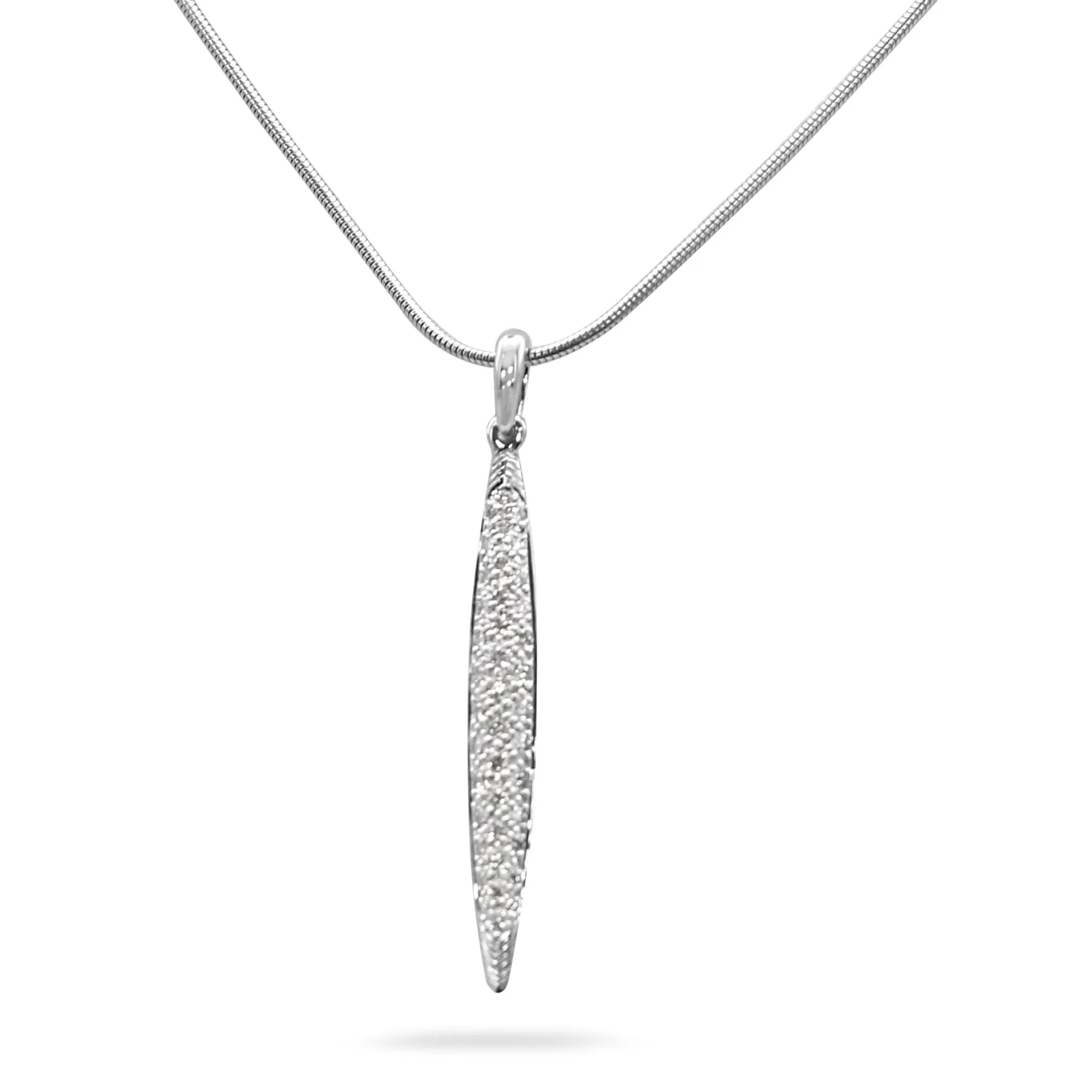 Tiffany Diamond Feather Pendant On Necklace