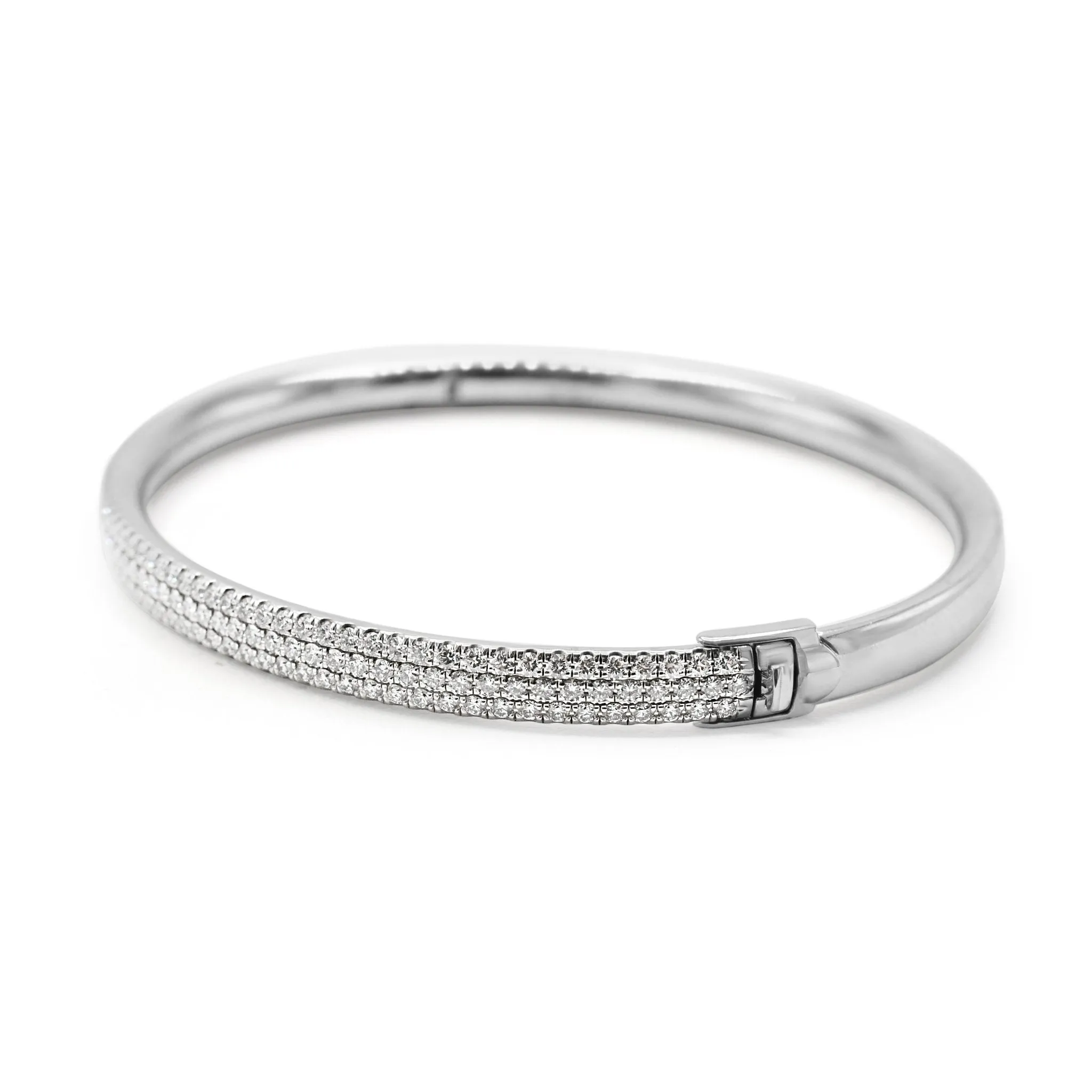 Tiffany Metro Three Row Hinged Diamond Bangle - 18ct White Gold