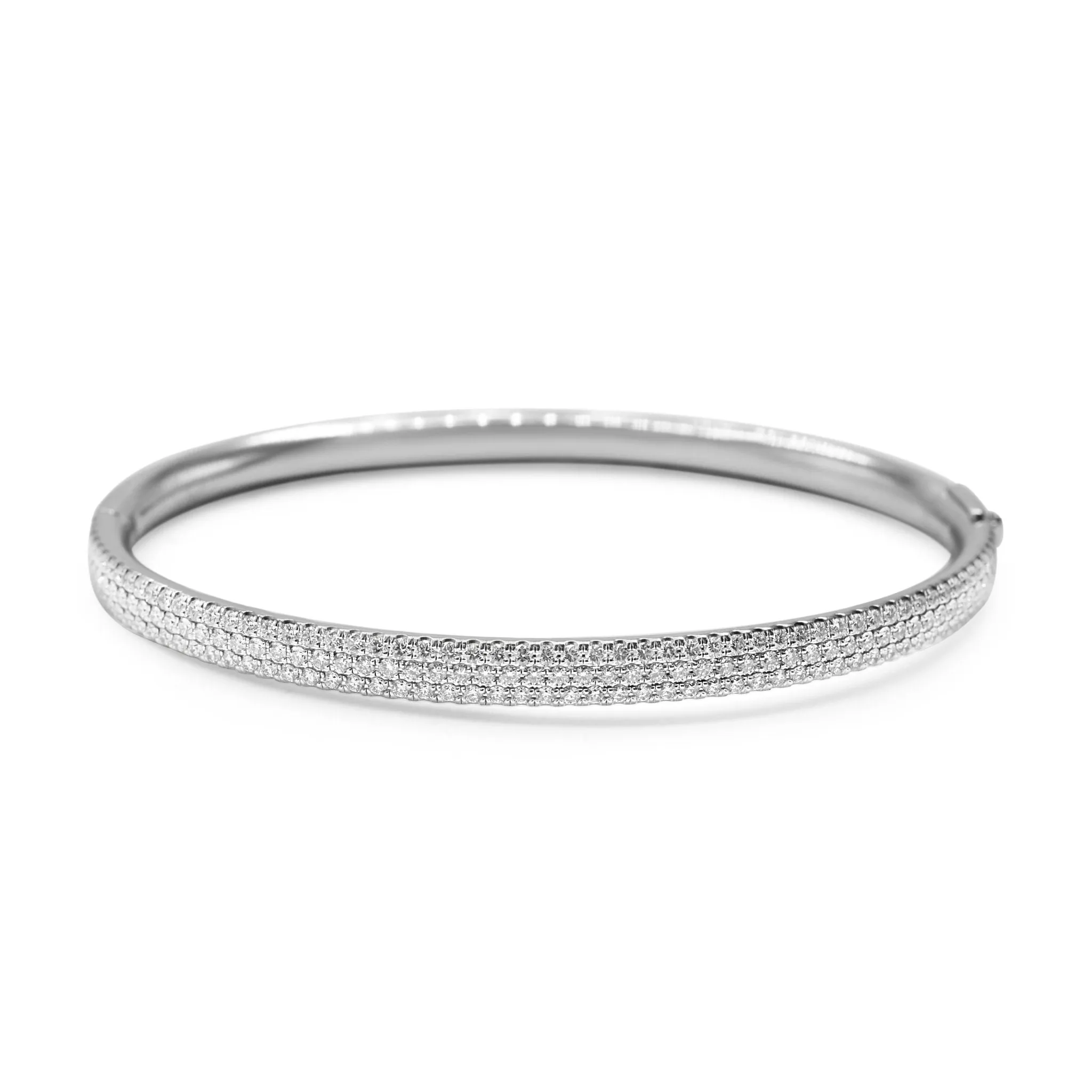 Tiffany Metro Three Row Hinged Diamond Bangle - 18ct White Gold