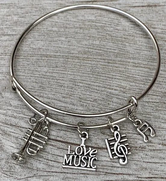 Trumpet Charm Bangle Bracelet