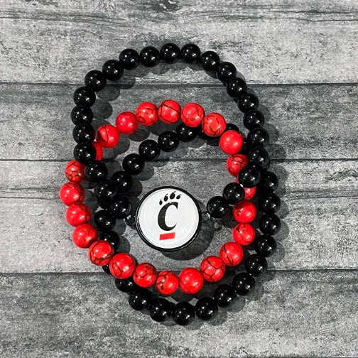 UC Bearcats Red & Black Stretch Bracelet Set