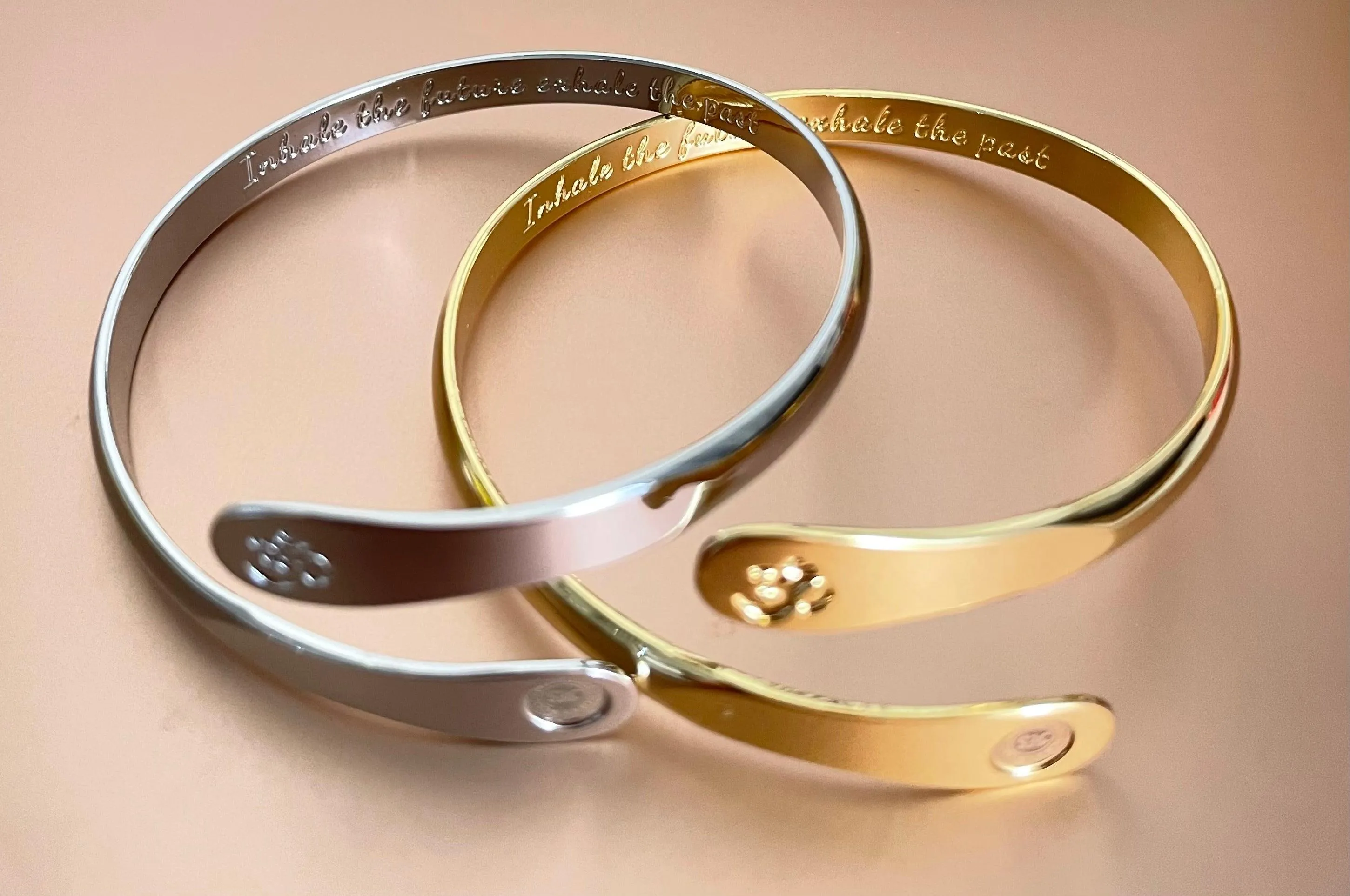 Yoga Bracelets, Om Bracelets, Engraved Bracelets Inhale the future exhale the past- The Om Symbol