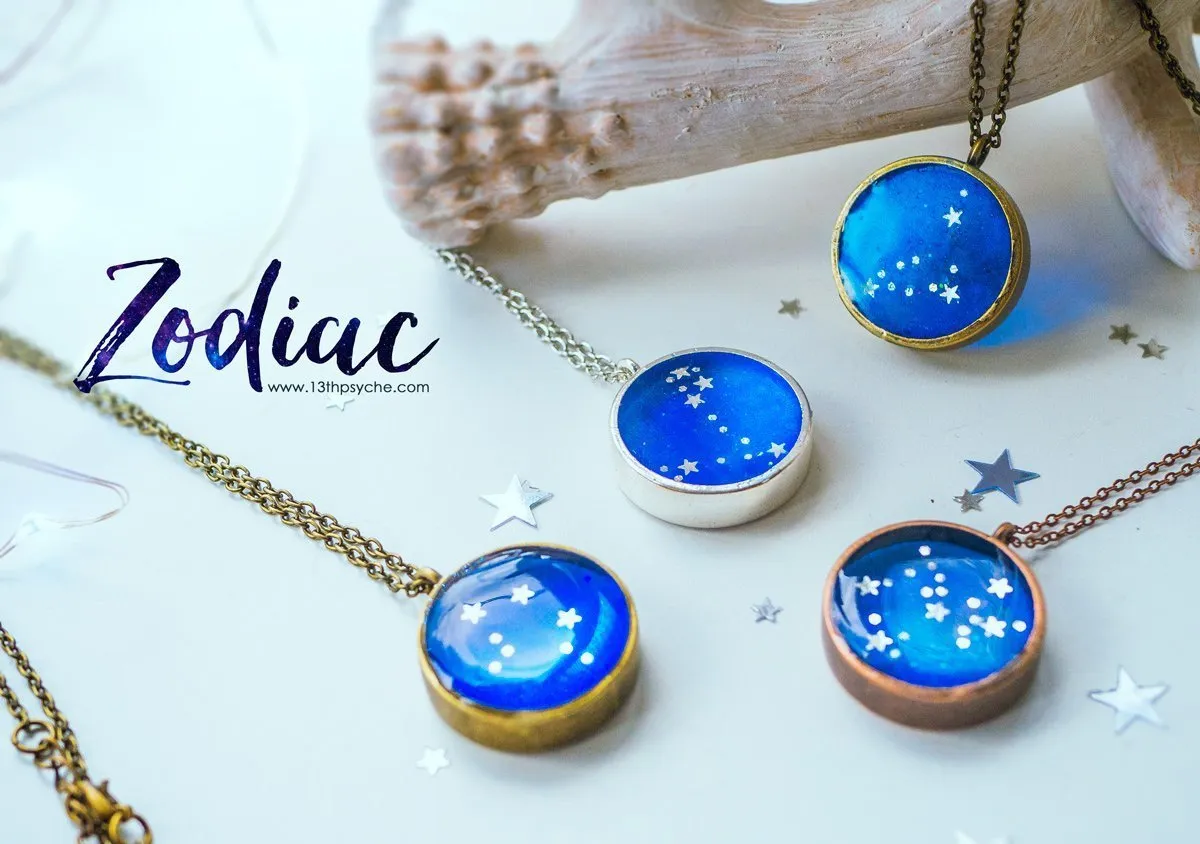 Zodiac jewelry, Pisces constellation necklace