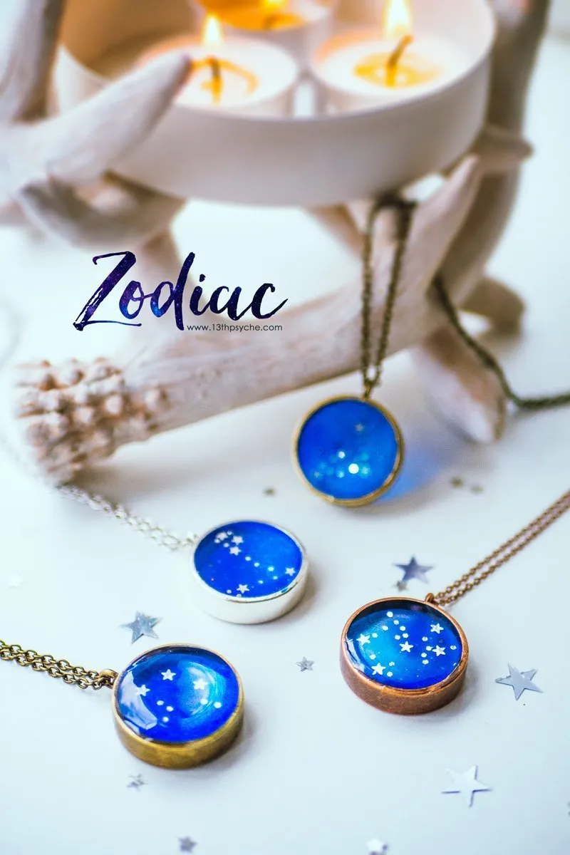 Zodiac jewelry, Pisces constellation necklace