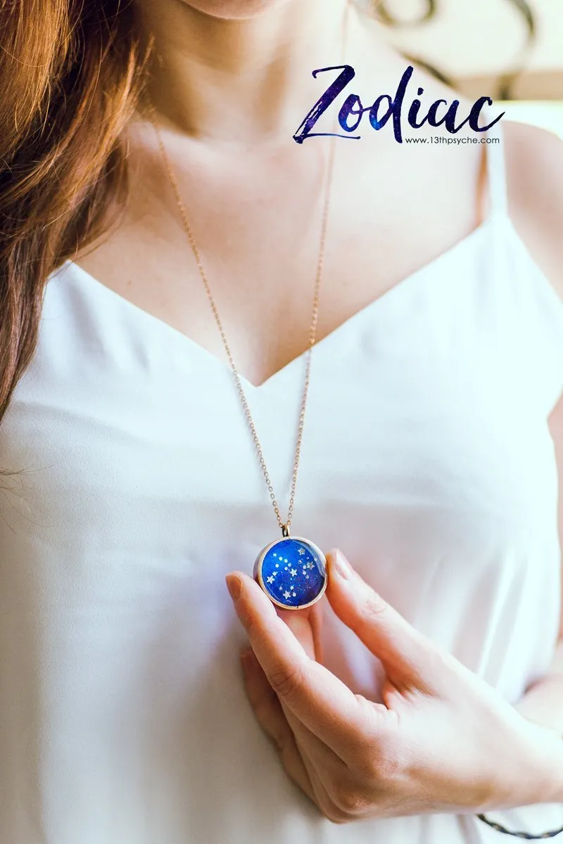 Zodiac jewelry, Pisces constellation necklace